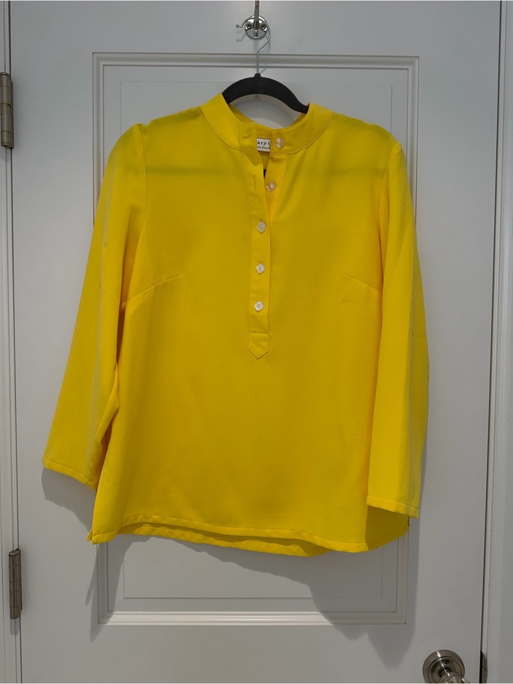Mary G Bright Yellow Button-Front Women's Tunic Blouse